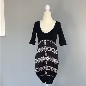 Bebe | Double V Blouson Bubble Skirt Dress